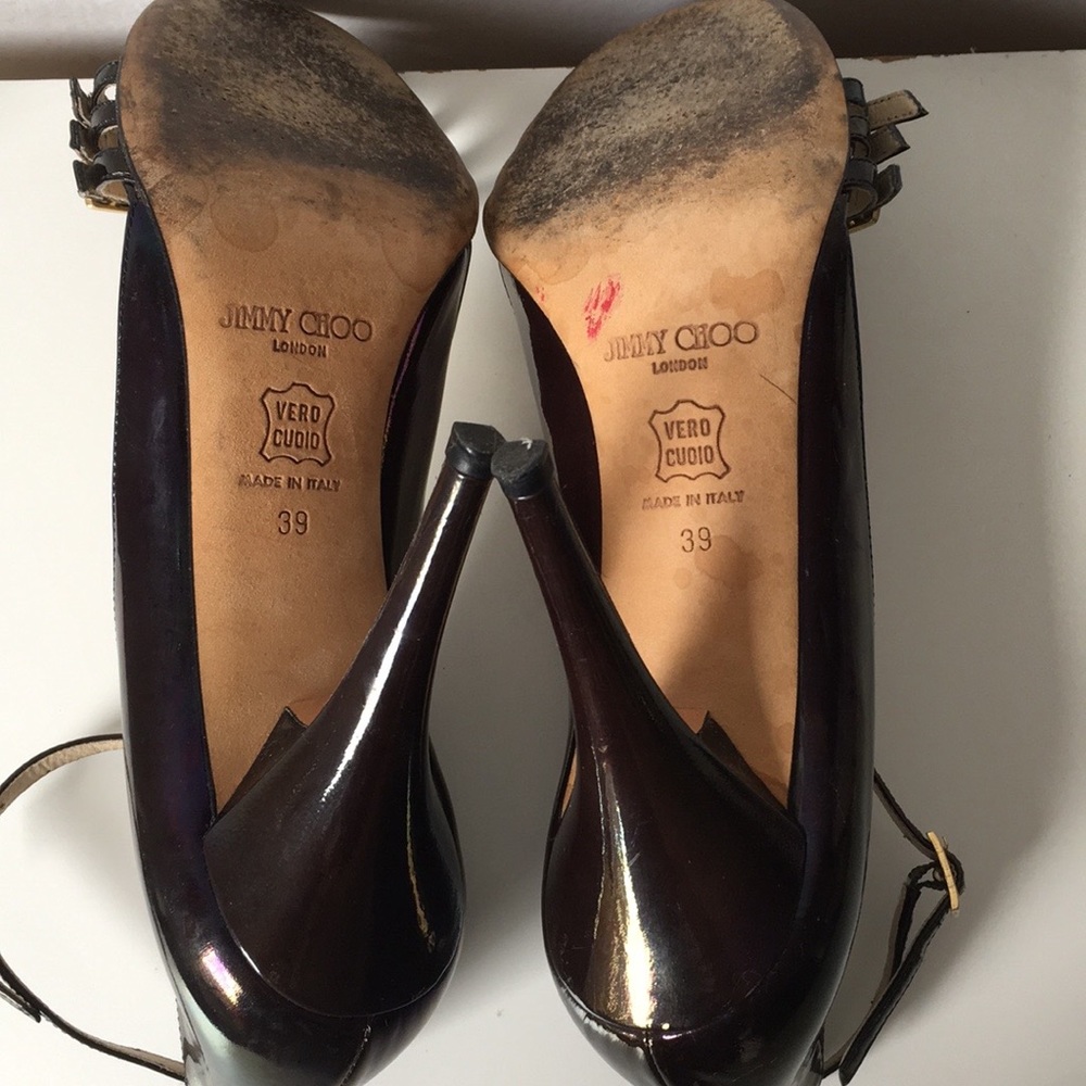 Jimmy Choo Purple / Black Metallic Heels Sandals size 39 - Picture 9 of 16